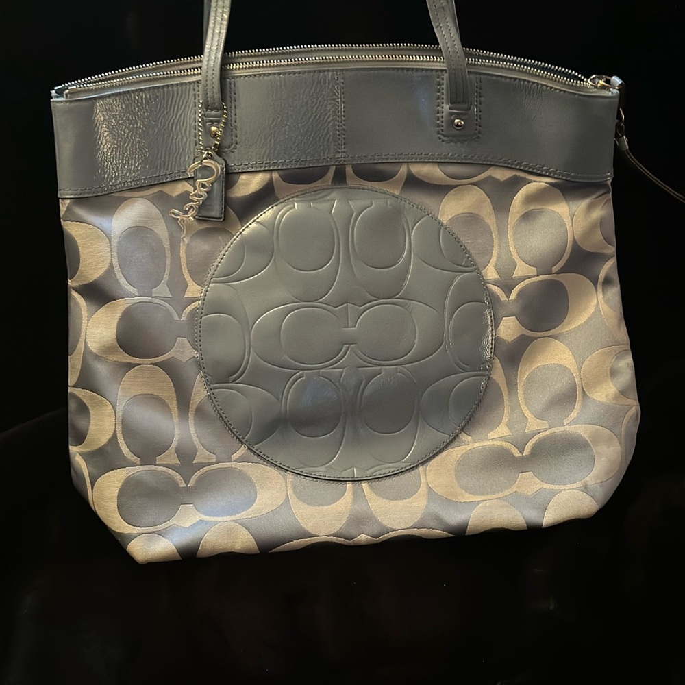 Coach Gray Monogram Tote Bag